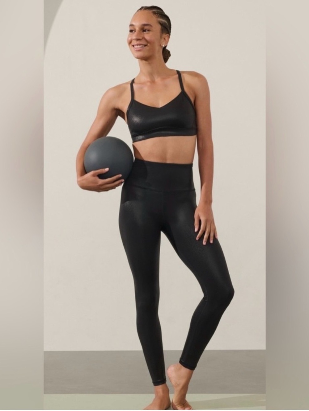 Athleta Black Shimmer Workout Set